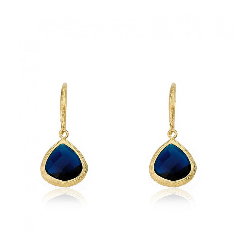 14K Gold Plated ARCTIC MIST Gold And Stone Teardrop Earrings