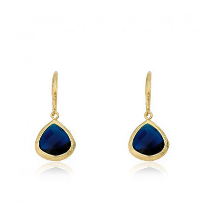 14K Gold Plated ARCTIC MIST Gold And Stone Teardrop Earrings