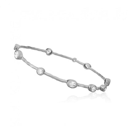 ARCTIC MIST Hammered Small Stones Thin Bangle