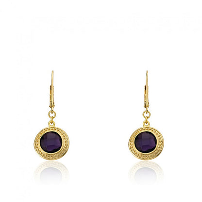 14K Gold Plated ARCTIC MIST Circle Leverback Earrings