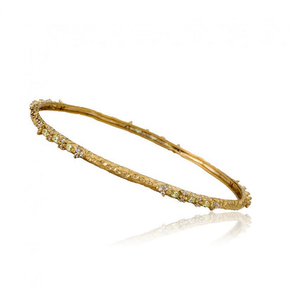 ARCTIC MIST Gold Satin Hammered Stones Bangle