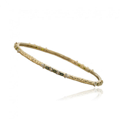 ARCTIC MIST Gold Satin Hammered Stones Bangle