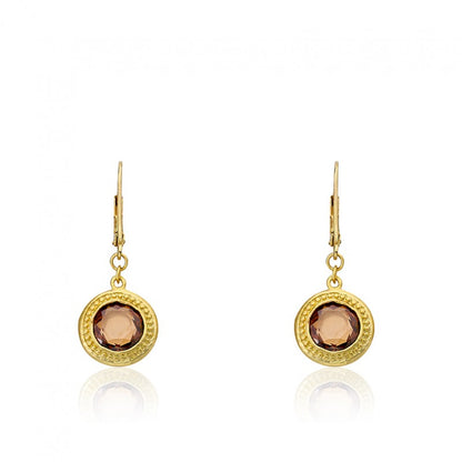 14K Gold Plated ARCTIC MIST Circle Leverback Earrings