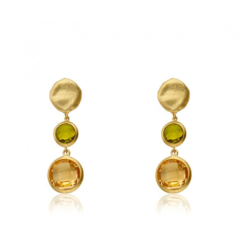 14K Gold Plated ARCTIC MIST Nugget Stone Earrings