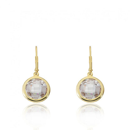 14K Gold Plated ARCTIC MIST Round Briolet Gold Earrings