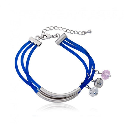 JEWEL BANDZ Blue & Black Three Strand Rubber Charm Bracelet