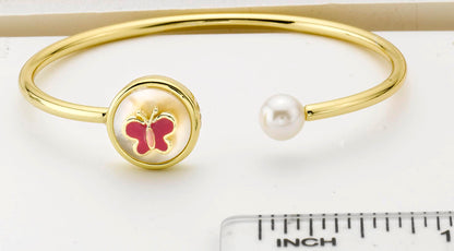 Enamel Butterfly and Pearl Bangle