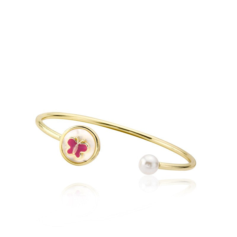 Enamel Butterfly and Pearl Bangle