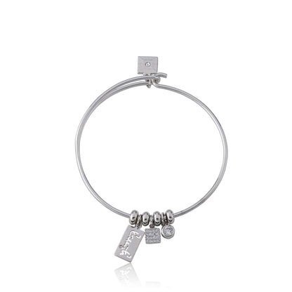 Retro "Laugh" Wire Charm Bangle