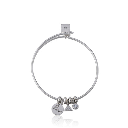 Retro "Love" Wire Charm Bangle