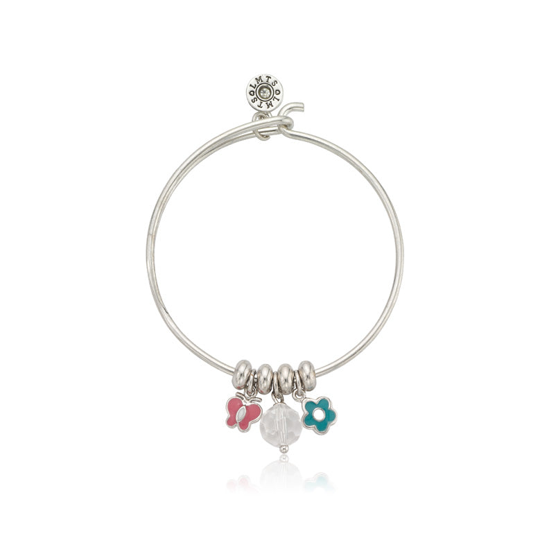 Butterfly & Flower Charm Bangle