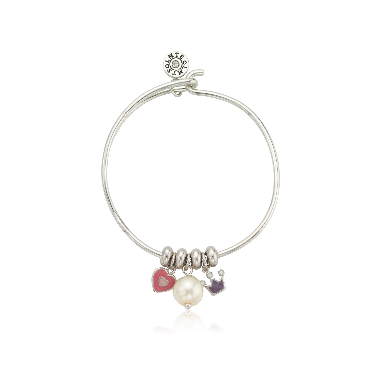 Heart & Crown Charm Bangle