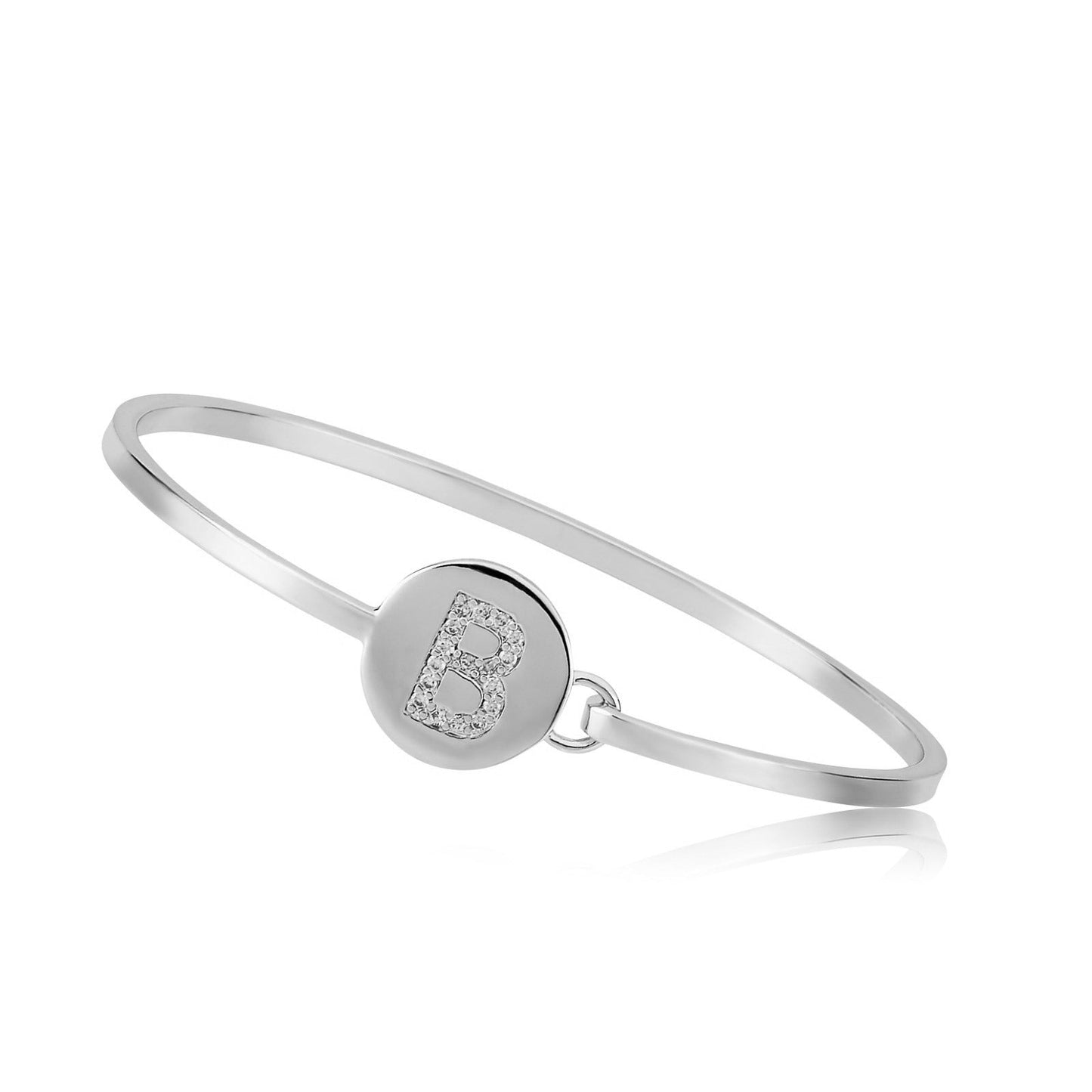 Silver Initial Disc Bangle