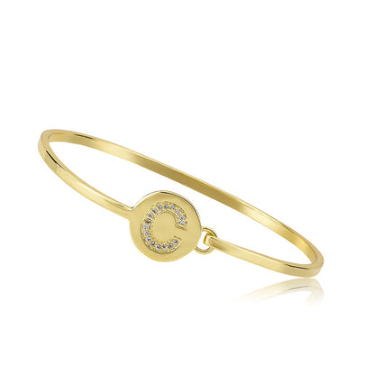 Gold Initial Disc Bangle