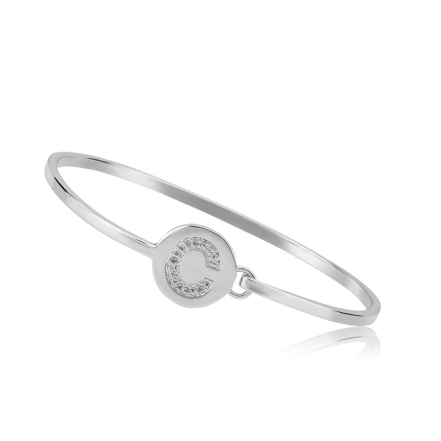 Silver Initial Disc Bangle