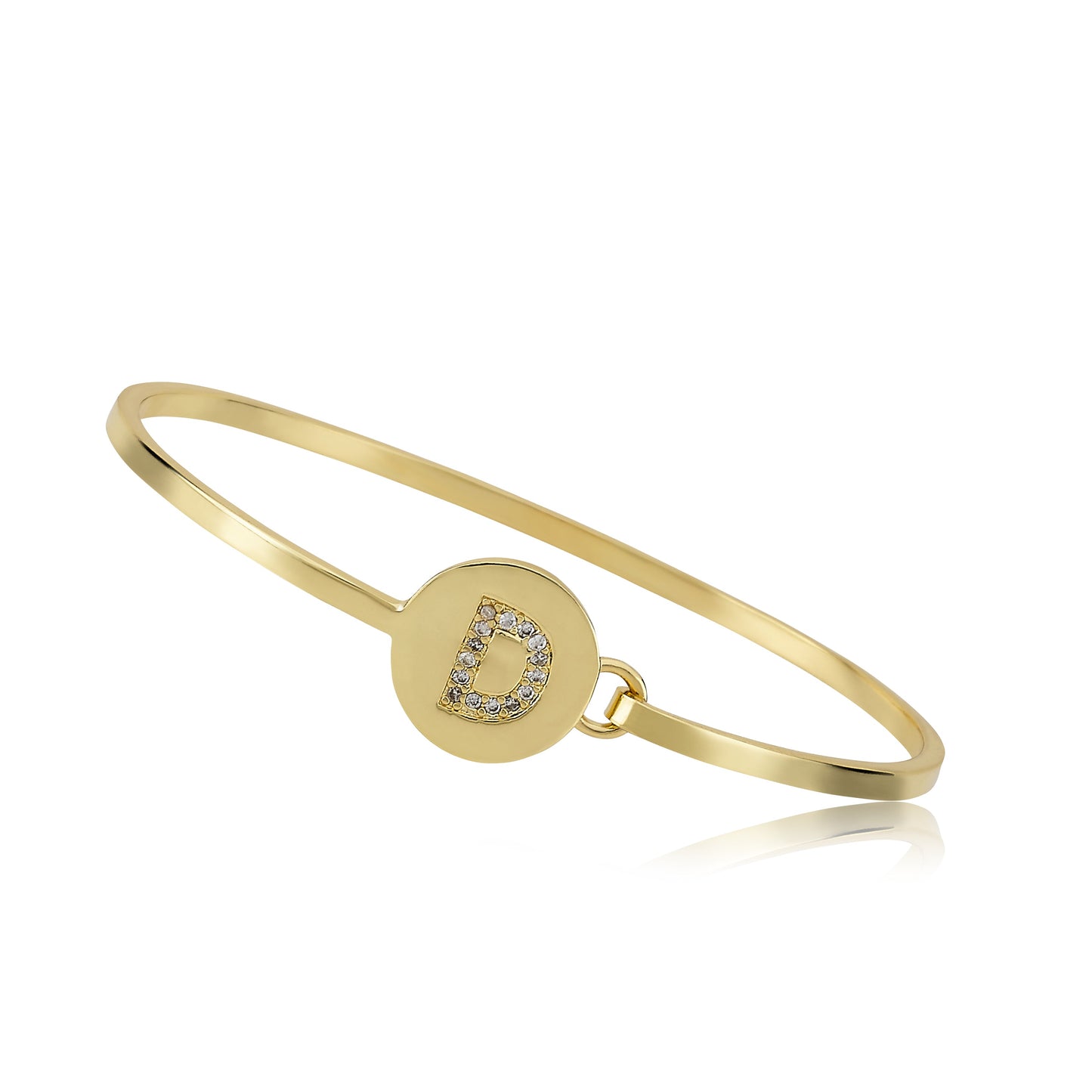 Gold Initial Disc Bangle