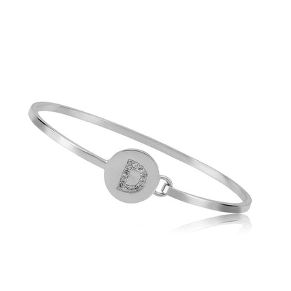 Silver Initial Disc Bangle