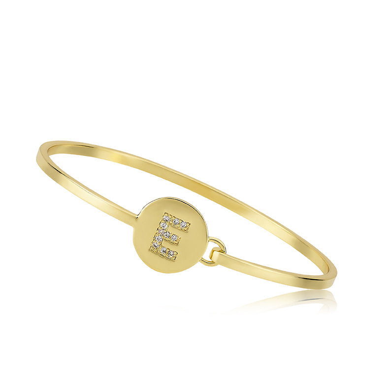 Gold Initial Disc Bangle