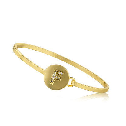 Gold Initial Disc Bangle