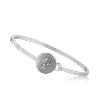 Silver Initial Disc Bangle