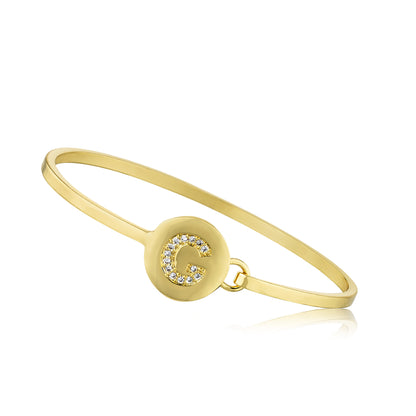 Gold Initial Disc Bangle