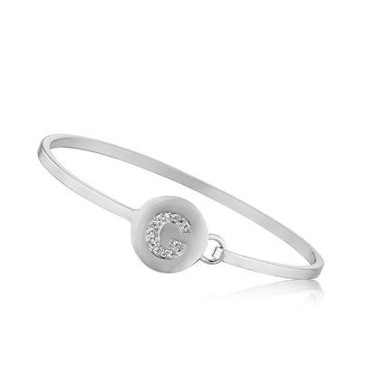 Silver Initial Disc Bangle