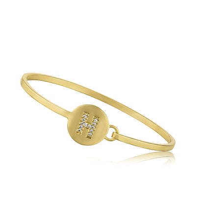 Gold Initial Disc Bangle