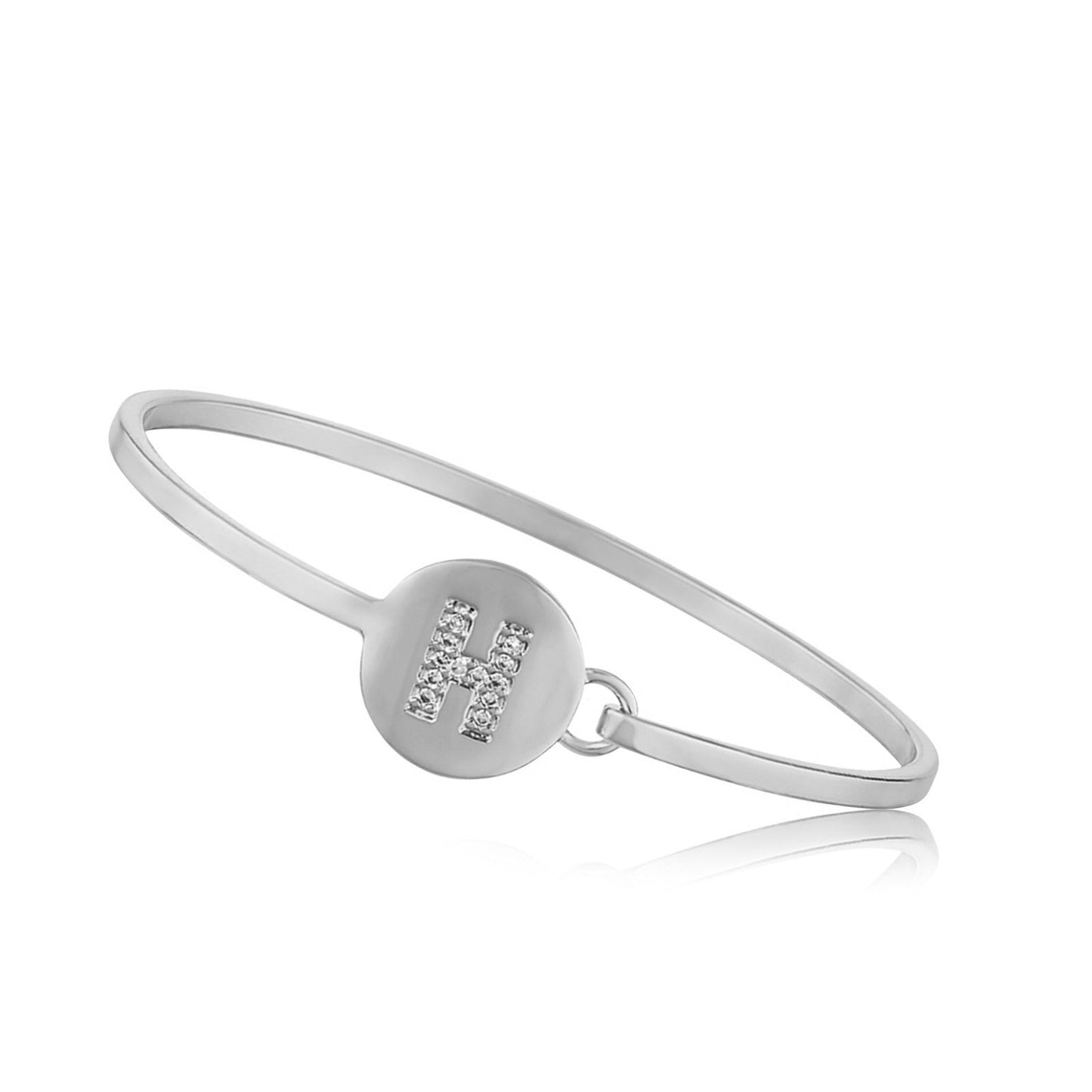 Silver Initial Disc Bangle