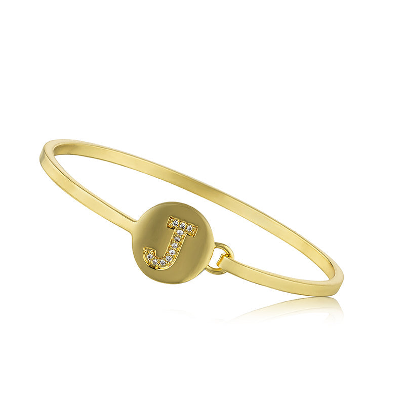 Gold Initial Disc Bangle