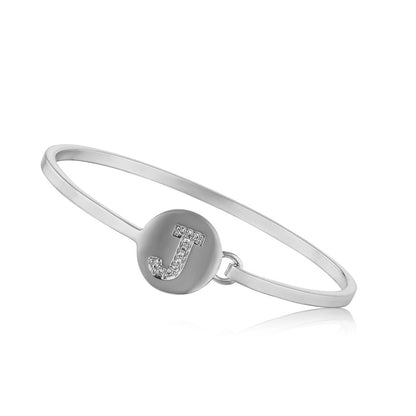 Silver Initial Disc Bangle