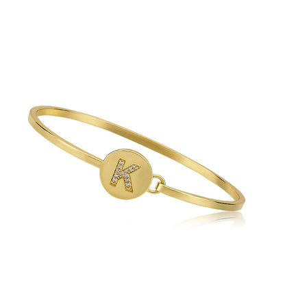 Gold Initial Disc Bangle