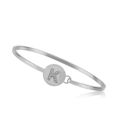 Silver Initial Disc Bangle