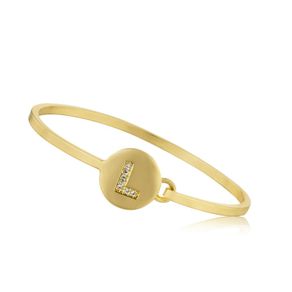 Gold Initial Disc Bangle