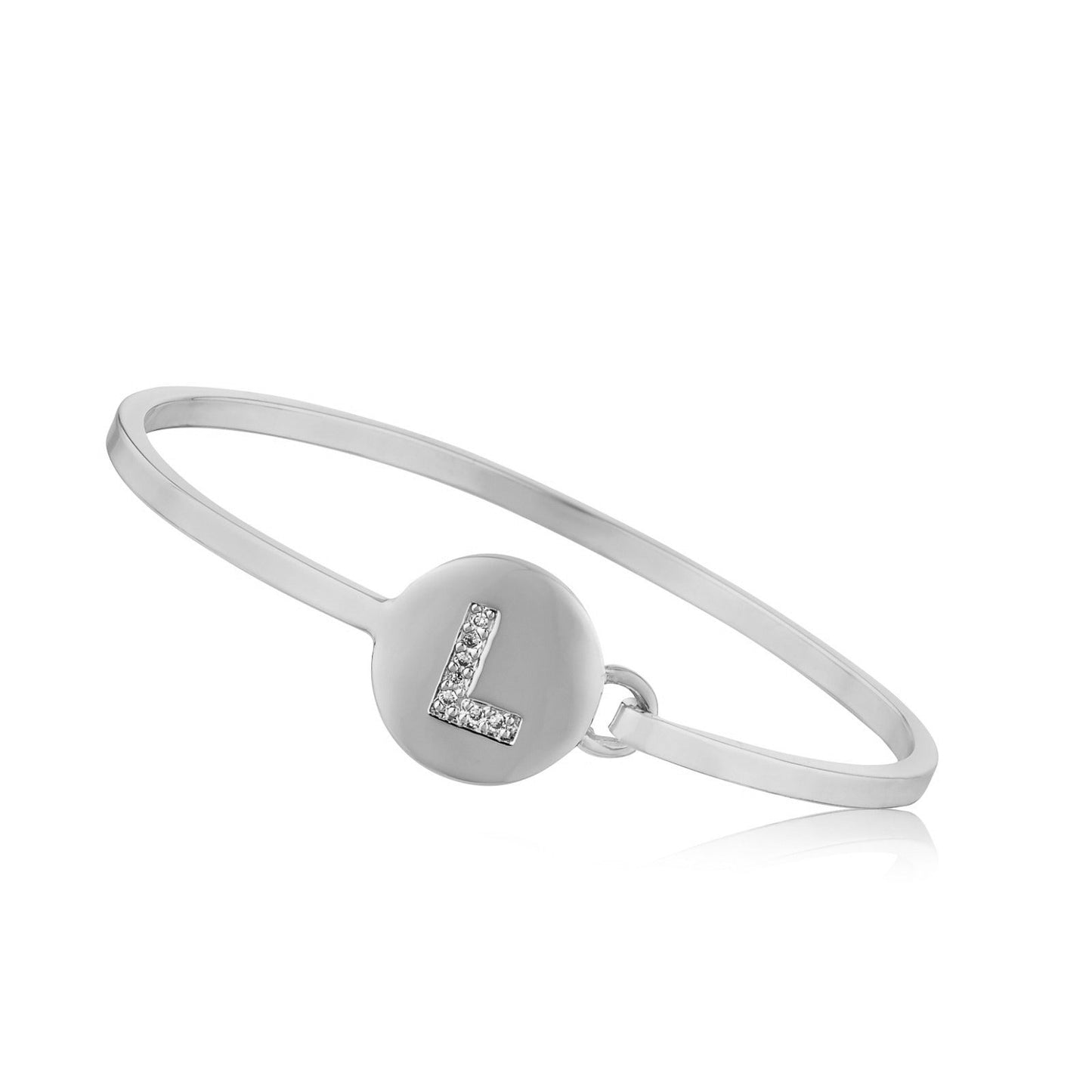 Silver Initial Disc Bangle