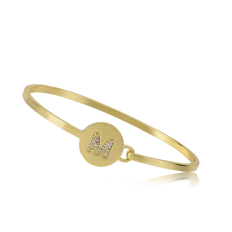 Gold Initial Disc Bangle