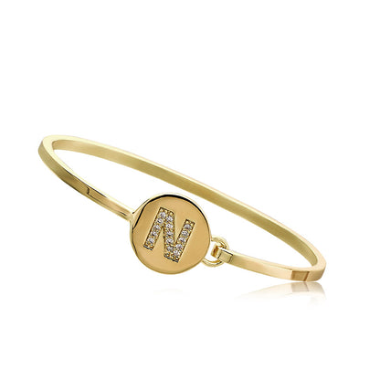 Gold Initial Disc Bangle