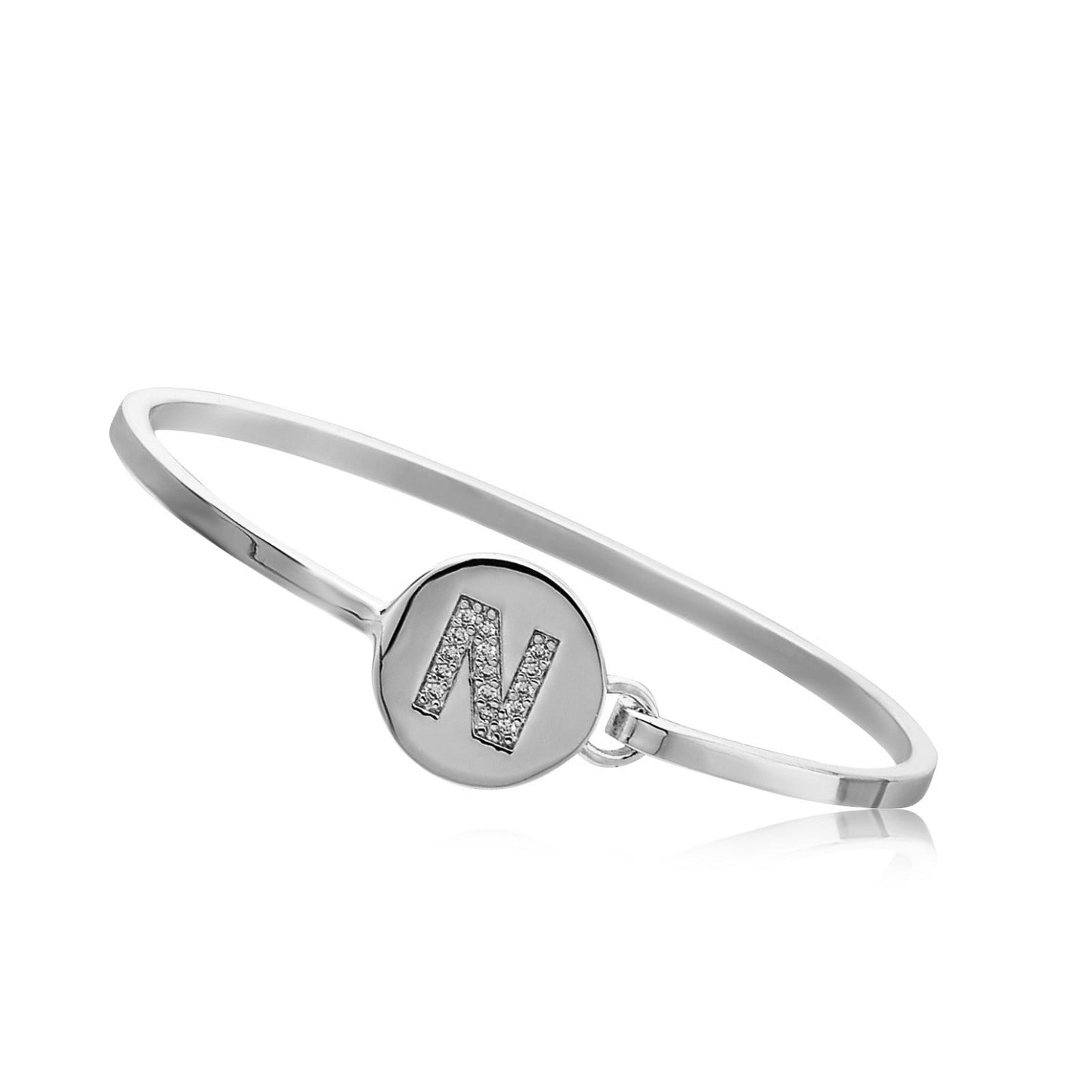 Silver Initial Disc Bangle