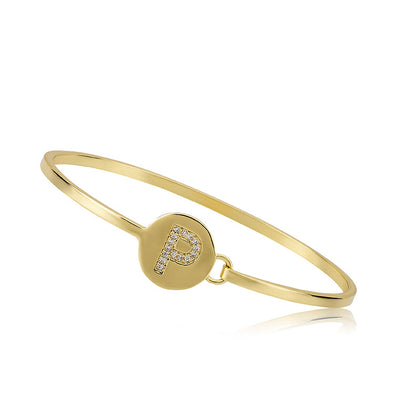 Gold Initial Disc Bangle