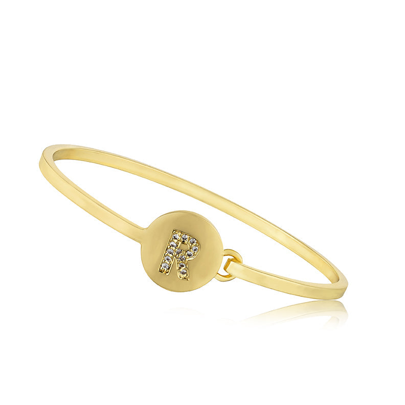 Gold Initial Disc Bangle