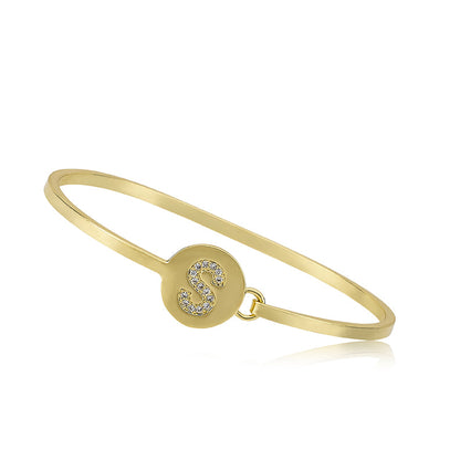 Gold Initial Disc Bangle