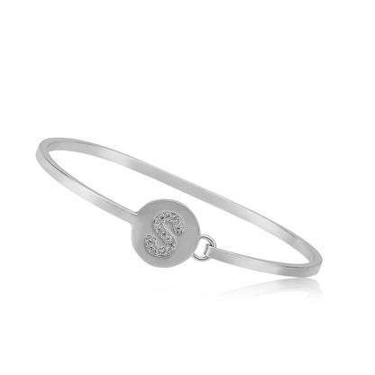 Silver Initial Disc Bangle