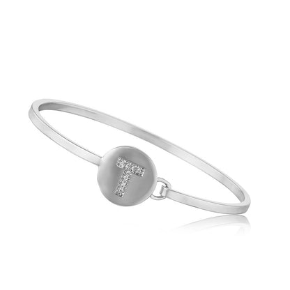 Silver Initial Disc Bangle