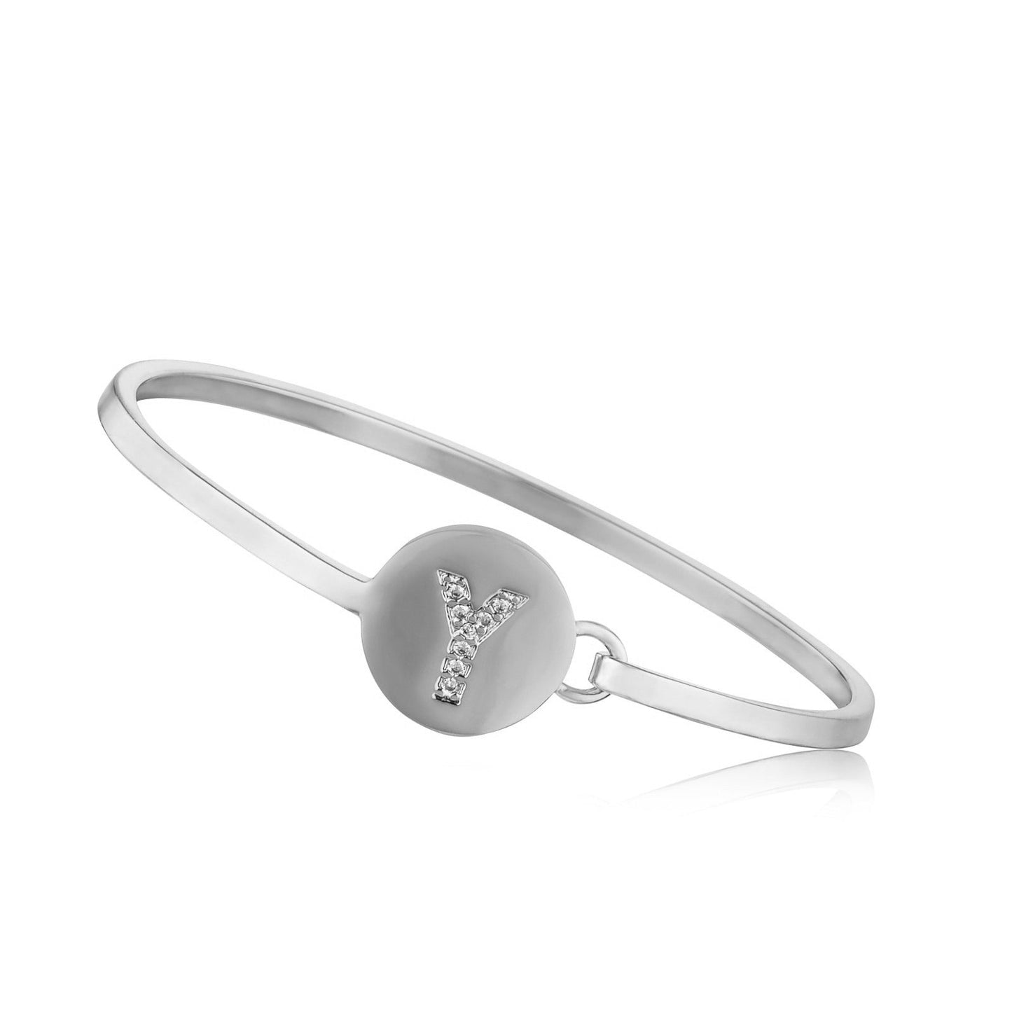 Silver Initial Disc Bangle