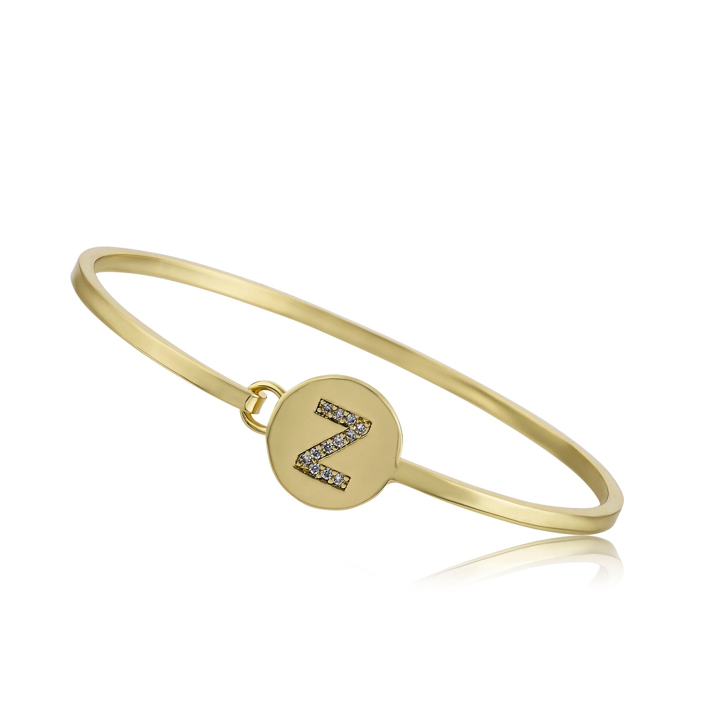 Gold Initial Disc Bangle