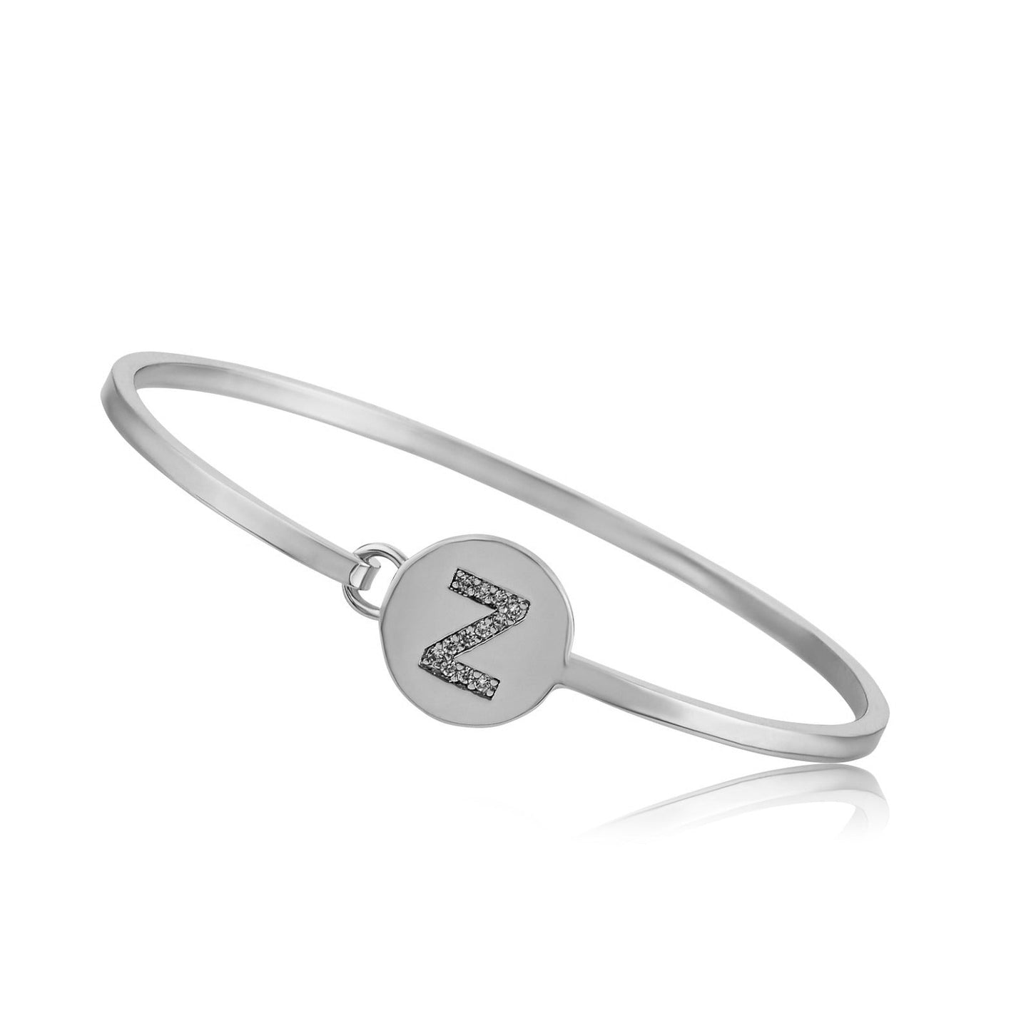 Silver Initial Disc Bangle