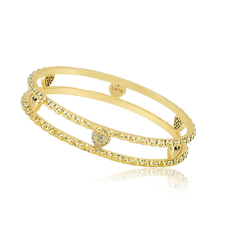 Double Row Heart Bangle