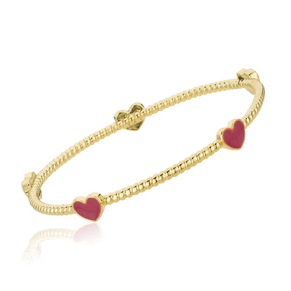 Rope Enamel Heart Bangle