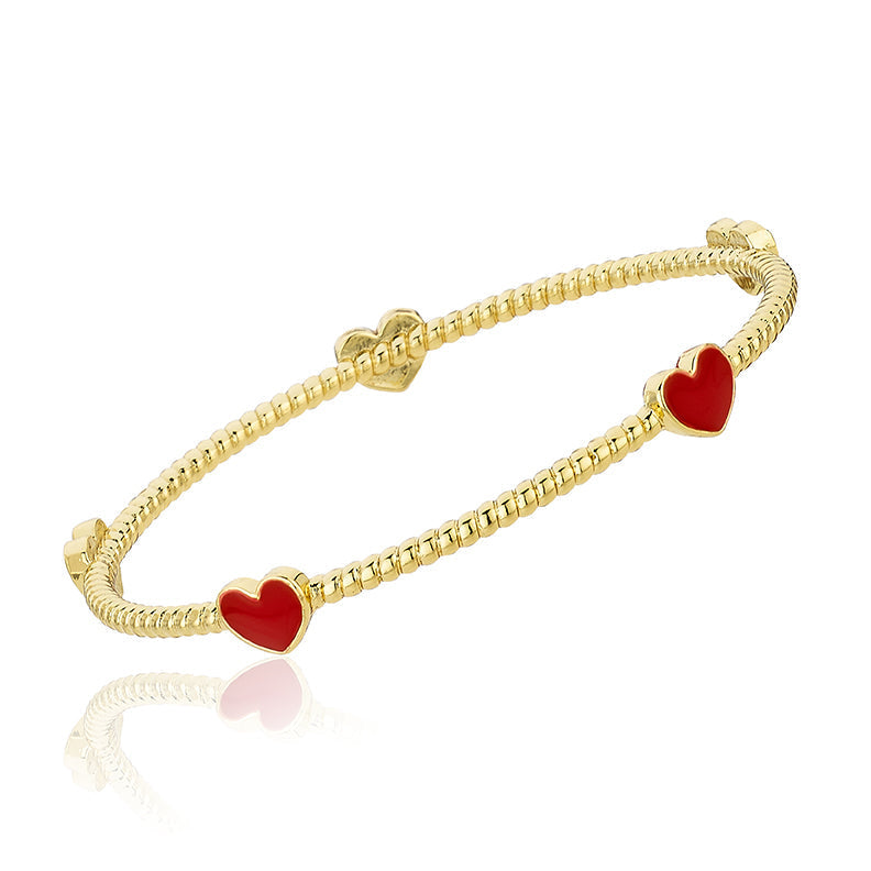 Rope Enamel Heart Bangle for Girls | 14K Gold Plated Bangle – shoptwinstars