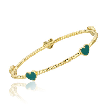 Rope Enamel Heart Bangle