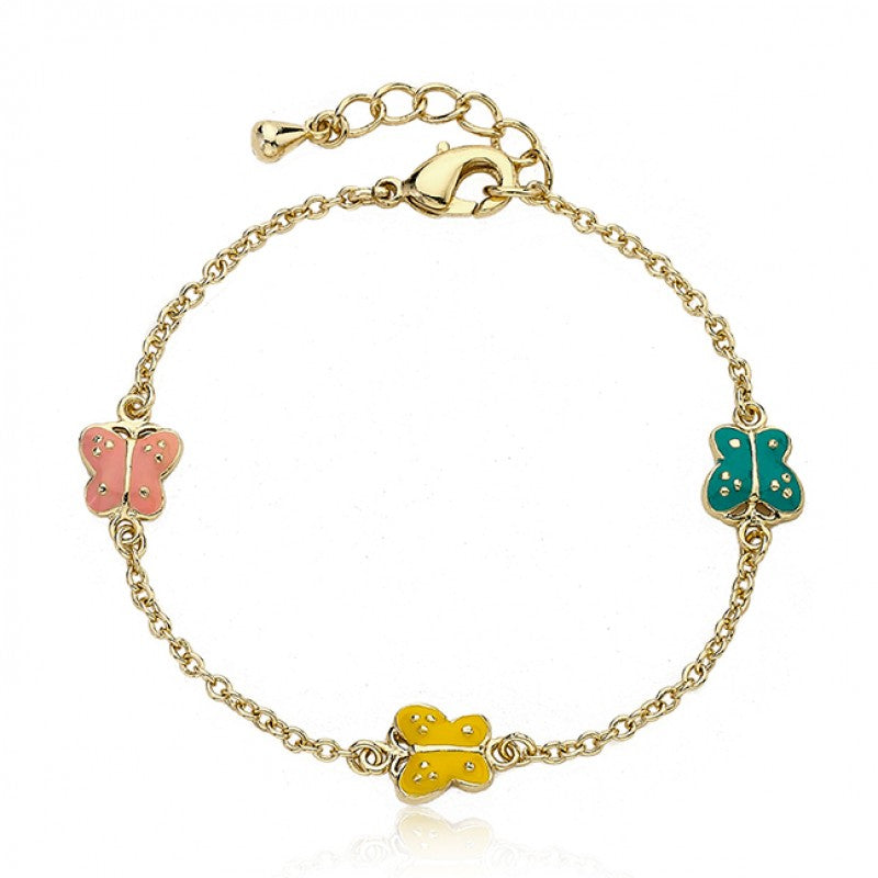 14k Gold Plated CHARMING TREATS Bracelet With Butterfly Charms